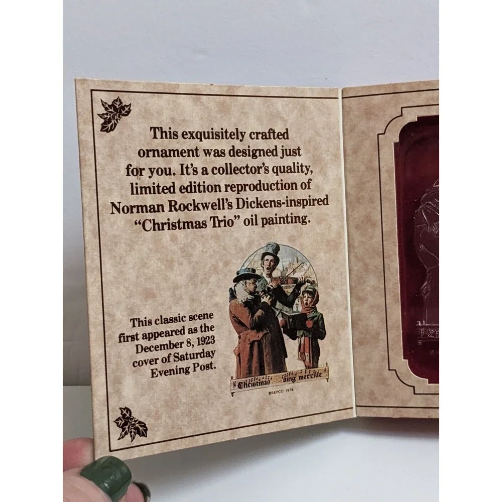 Vintage 1978 McDonald's Ornament Norman Rockwell Painting Dickens Christmas Trio